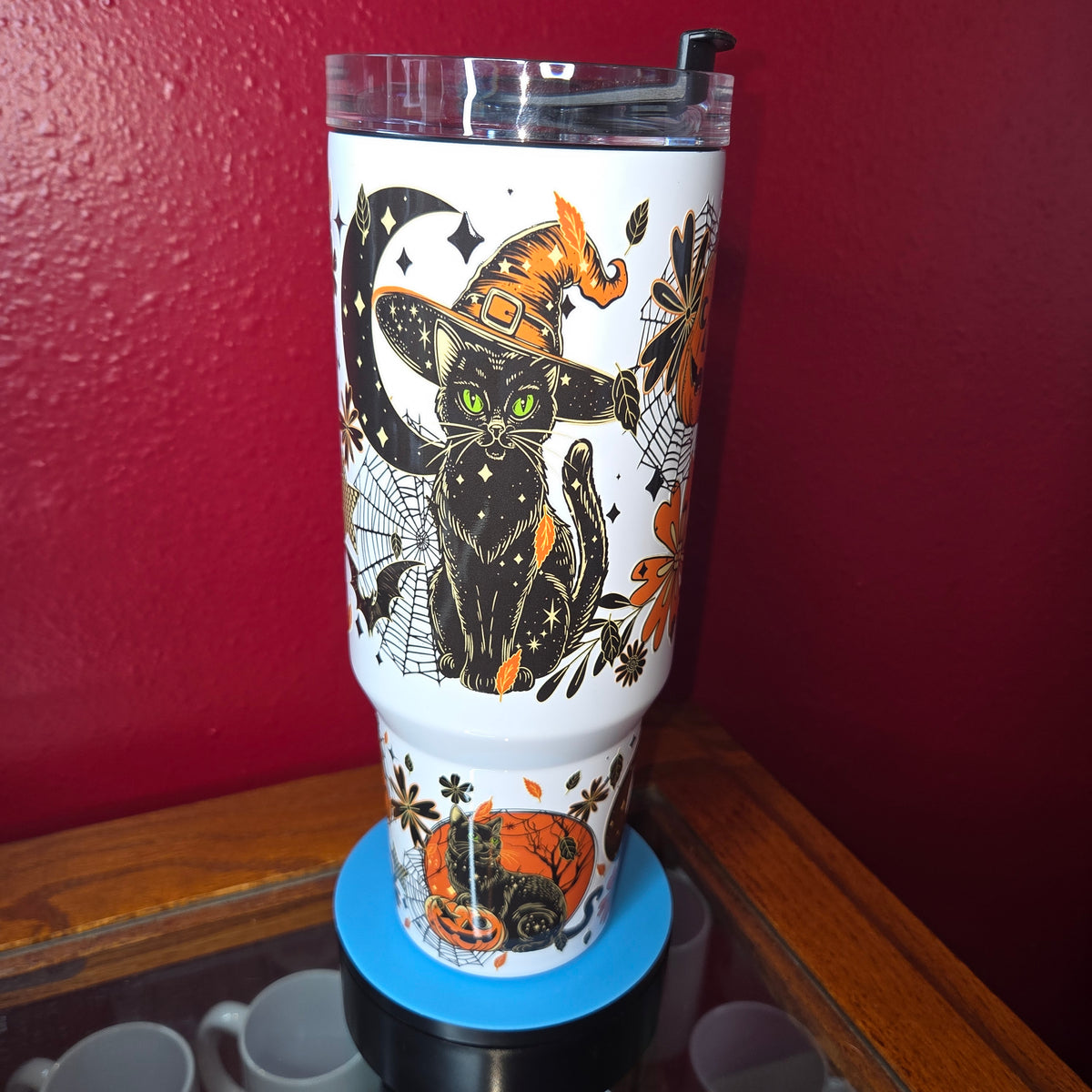 40oz Tumbler - Black Cat Holloween
