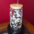 16oz Glass Can w/ Lid and Straw - Baby Dragons