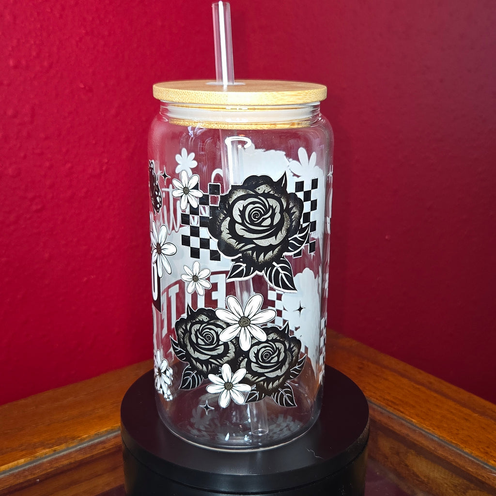 16oz Glass Can w/ Lid and Straw - I Have No Filter