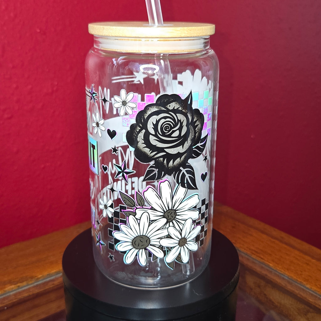 16oz Glass Can w/ Lid and Straw - If My Mouth Doesn't Say It