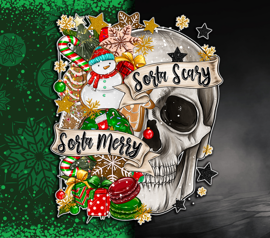 20oz SUBLIMATED DUO SKINNY TUMBLER - Sorta Merry, Sorta Scary, Christmas 1