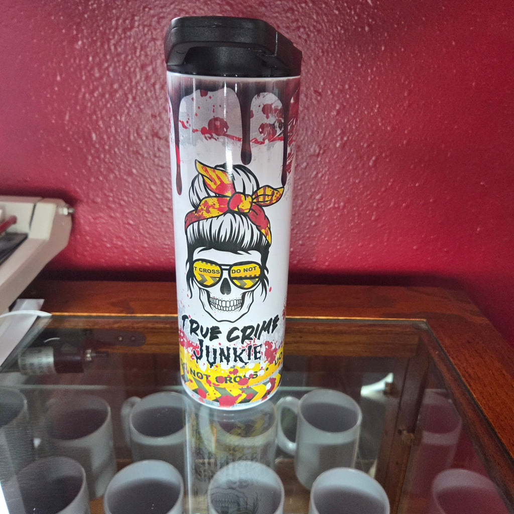 20oz SUBLIMATED DUO SKINNY TUMBLER - True Crime Junkie - Blemished