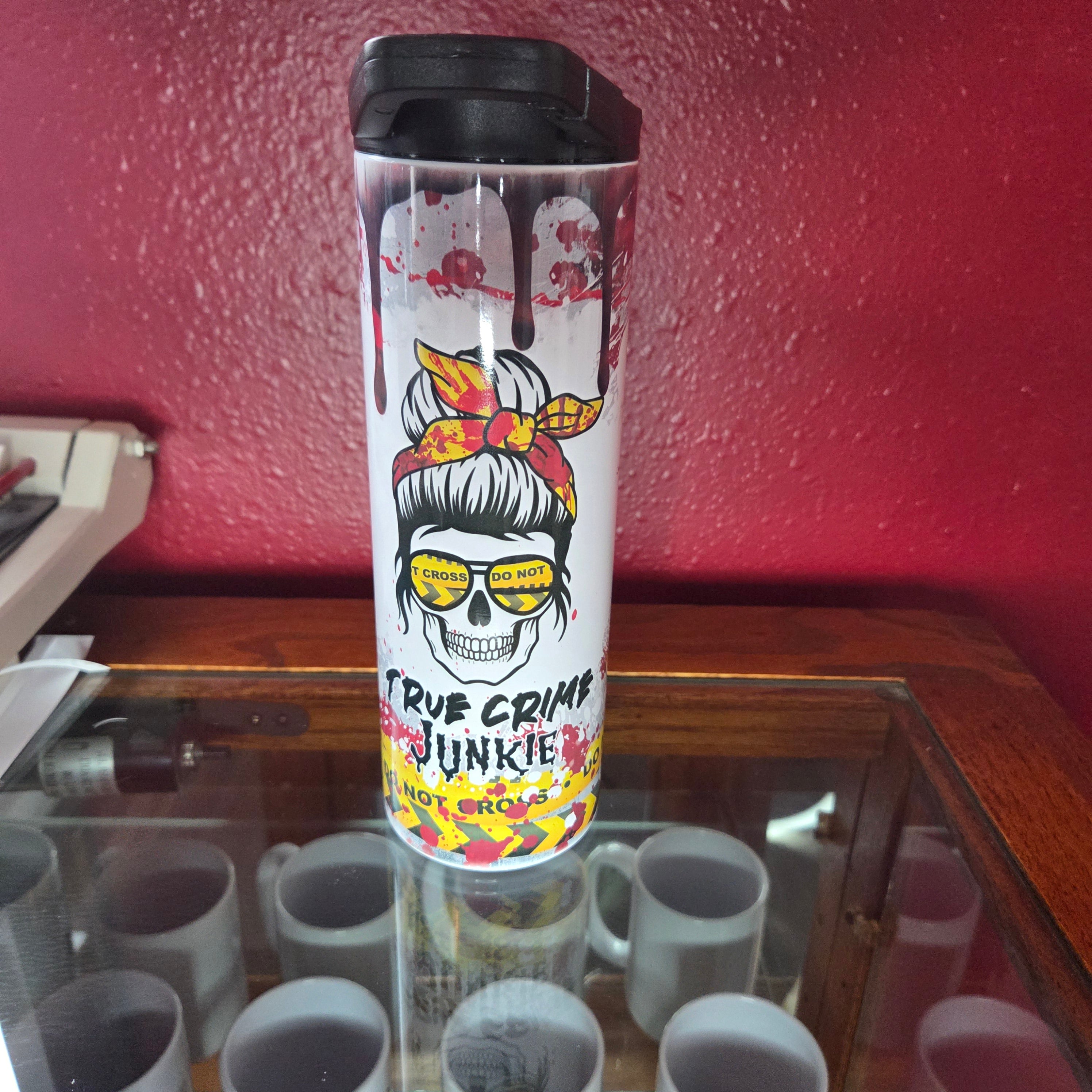 20oz SUBLIMATED DUO SKINNY TUMBLER - True Crime Junkie - Blemished